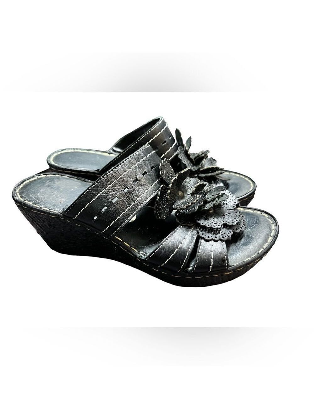 Black Wedge Sandals Size 7
